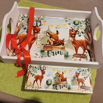 Alternative view of Tavita Mot My Deer Family - Set Aniversar 1 An Tava Mot Personalizata si Cutiuta Prima Suvita