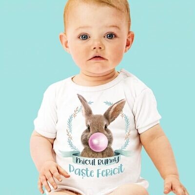 Iepuras cu balon de guma - Body personalizat cadou pentru paste