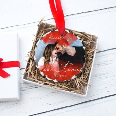 Alternative view of Christmas Tree Memories - Decoratiuni din lemn pentru brad & Craciun in stil Watercolor personalizate cu fotografiile tale