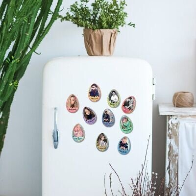 Set 10 Oua cu amintiri multicolor - Decoratiuni frigider fata verso, magnetice, din lemn,  personalizate cu fotografii