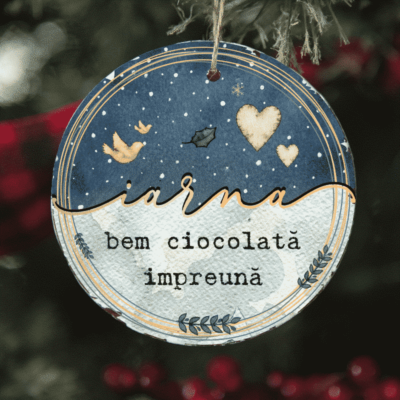 Alternative view of Ciocolata Calda - Decoratiune unicat din Lemn pentru pomul de Craciun personalizata cu mesajul tau