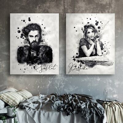 tablou personalizat watercolor magic ink cadou