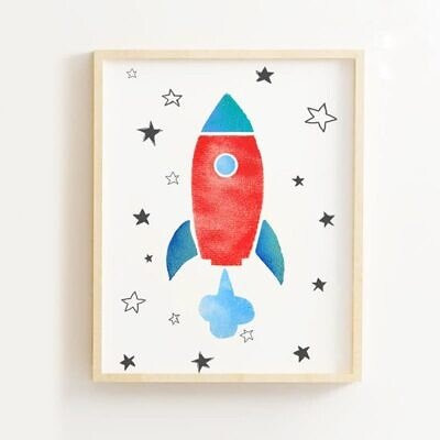 Alternative view of Set 3 Tablouri Copii "Pana la Stele" pentru camera baietei