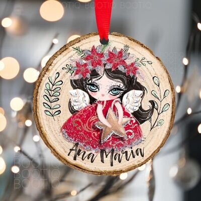 Decoratiuni Little Angels  -Fetita cu stea, Ornament Rustic Lemn esenta stejar, tei, artar, carpen