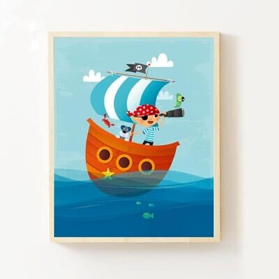 Alternative view of Set 3 Tablouri Copii "Little Dreamer" pentru camera baietel - Astronautul, Piratul si Visatorii