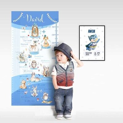 Lipicios Urias de Perete 3 in 1 cu animalute – Rigla de masurat personalizata cu milestones si calendar fericire