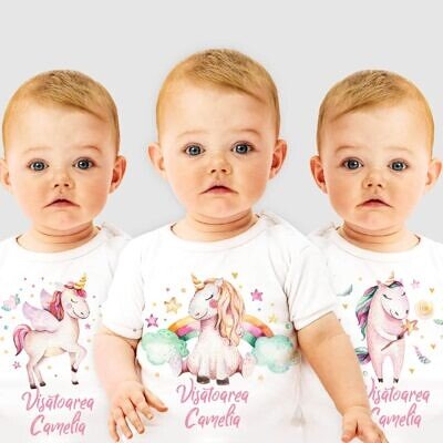 Set 3 Body-uri Personalizate Bebe - Unicorni Visatori