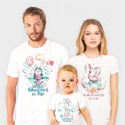 Iepurasi zburatori - Set tricouri personalizate cadou pentru paste