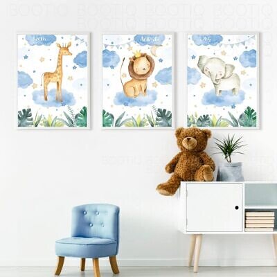 Safari Baby Kids - Set 3 Tablouri Copii pentru camera copiilor