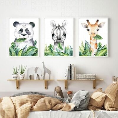 Cute Safari Brunch - Set 3 Tablouri cu animalute pentru camera copiilor