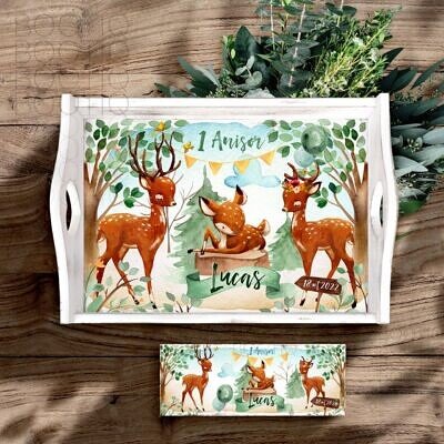 Tavita Mot My Deer Family - Set Aniversar 1 An Tava Mot Personalizata si Cutiuta Prima Suvita