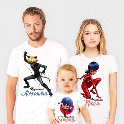 Familia Miraculoasa - Set tricouri personalizate cu personaje din Miracoulous