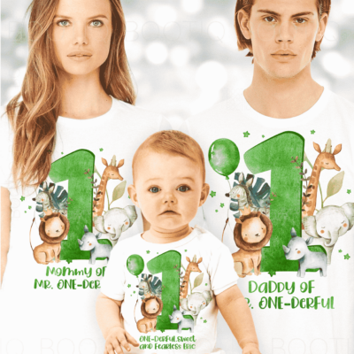 Alternative view of Safari Baby - Set Tricouri personalizate aniversare, botez, turta