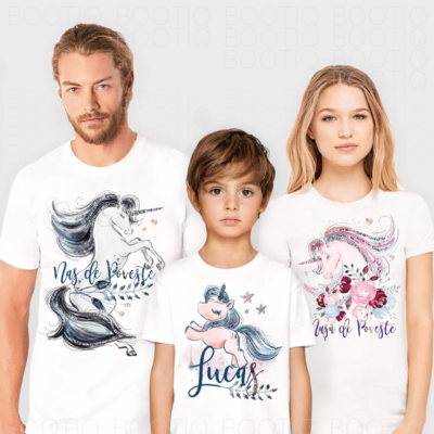 Alternative view of Familia Unicorn - Set Tricouri personalizate pentru taiere mot sau botez