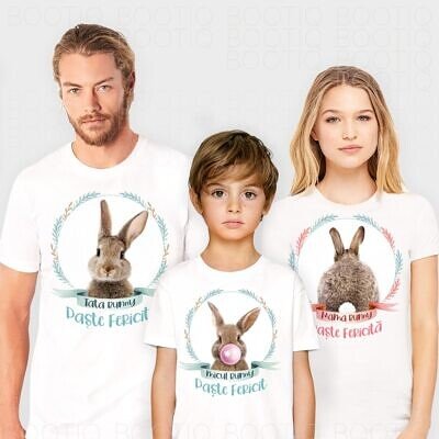 Iepurasi la pascut - Set tricouri personalizate cadou pentru paste