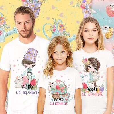 Paste cu Iepurasi - Set tricouri personalizate cu iepurasi cadou pentru Paste