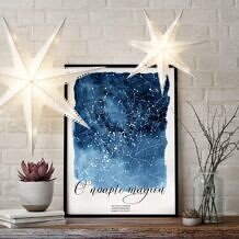 Watercolor Night Sky Love - Tablou personalizat cu harta stelelor asa cum a aratat intr-o noapte speciala Image