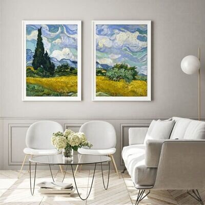 Set 2 Tablouri - Pictura Van Gogh Câmpuri de Grâu cu Chiparoși