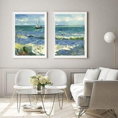 Alternative view of Set 2 Tablouri - Pictura Van Gogh Peisaj Marin