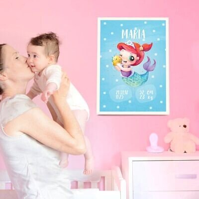 Printesa Ariel - Tablou Cadou personalizat pentru fetite 30x40cm