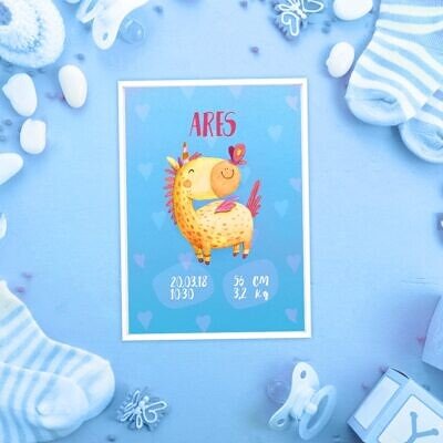 Alternative view of Unicorn si Fluturas - Tablou Cadou pentru nou nascuti