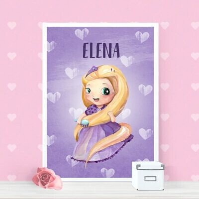 Printesa Rapunzel - Tablou Cadou personalizat pentru fetite 30x40cm