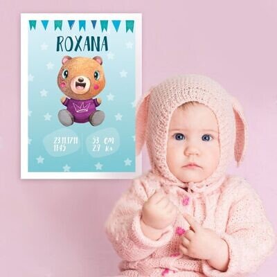 Ursuletul Vesel - Tablou Cadou personalizat pentru copii 30x40cm