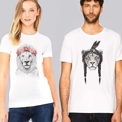 Set tricouri Personalizate Cuplu Leu Razboinic si Flower Power