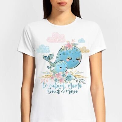 Balena si puiul - Tricou personalizat pentru mama si/sau copil
