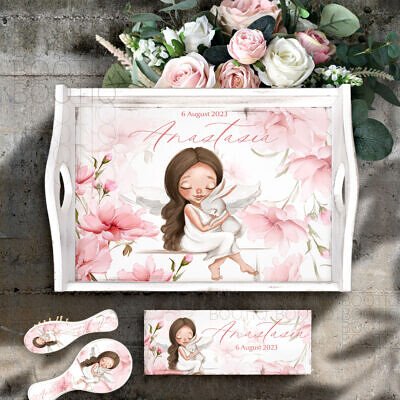 Tavita My Baby Angel Brunette -  Set Aniversar 1 An Tava Mot Personalizata si Cutiuta Prima Suvita