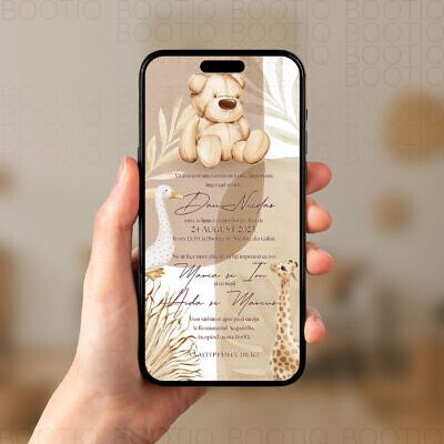 Invitatie Digitala Botez sau Aniversare - Bohemian Baby