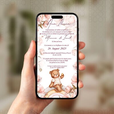 Invitatie Digitala Botez sau Aniversare - A perfect Teddy Girl