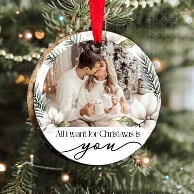 Decoratiune brad Magic Christmas - Decoratiune din lemn personalizata cu fotografie pentru pomul de Craciun