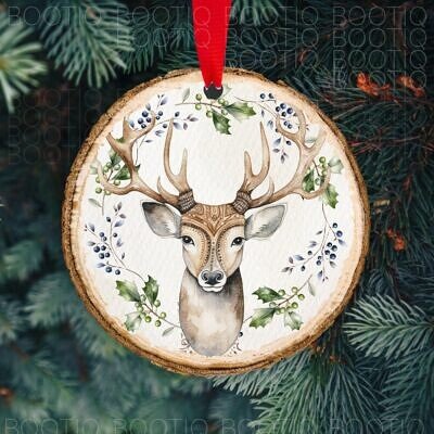 Ornament Brad Personalizat - The Best one Raindeer - Ornament Pom Craciun din Lemn natural fata-verso