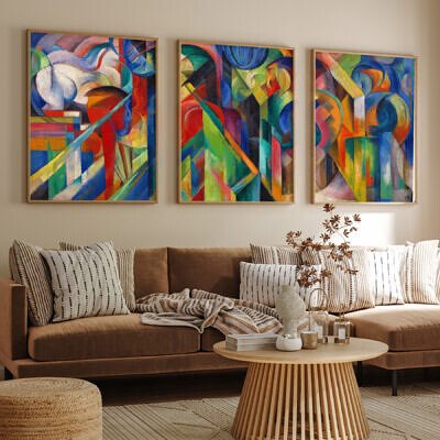 Set 3 Tablouri - Franz Marc Stables 1913