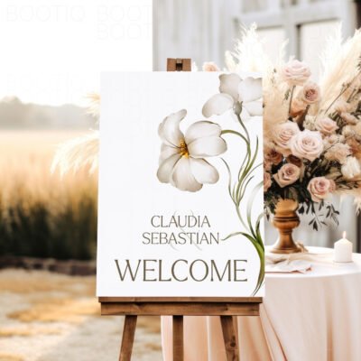 Semn pentru Nunta Delicate Flower – Personalizat simplu sau cu lista invitatilor