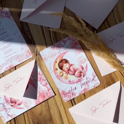 Alternative view of Invitatie Botez Handmade sau Digitala - The Moon Flower