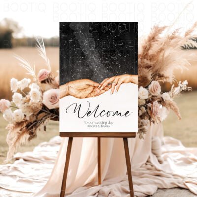 Semn pentru Nunta Galaxy Love Black Edition – Personalizat simplu sau cu lista invitatilor