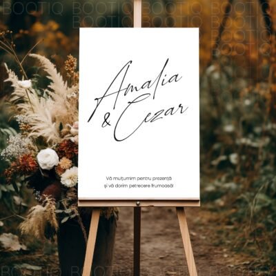 Semn pentru Nunta Nunta Handmade Minimalist Wedding No. 4  – Personalizat simplu sau cu lista invitatilor