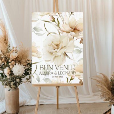 Semn pentru Nunta Duet of Flowers – Personalizat simplu sau cu lista invitatilor