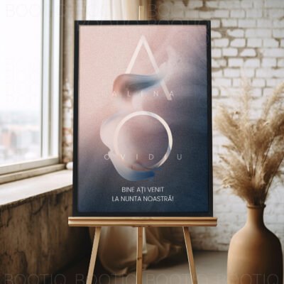 Semn pentru Nunta Minimalist Rivers of Love – Personalizat simplu sau cu lista invitatilor