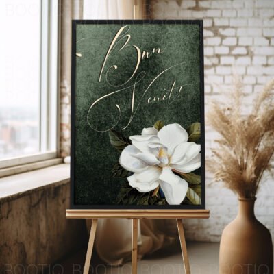 Watercolor Green Night - Semn pentru Nunta personalizat simplu sau cu lista invitatilor