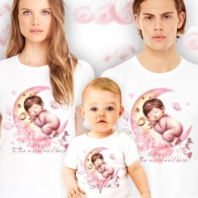 The Moon Flower - Set Tricouri personalizate botez sau aniversare un an